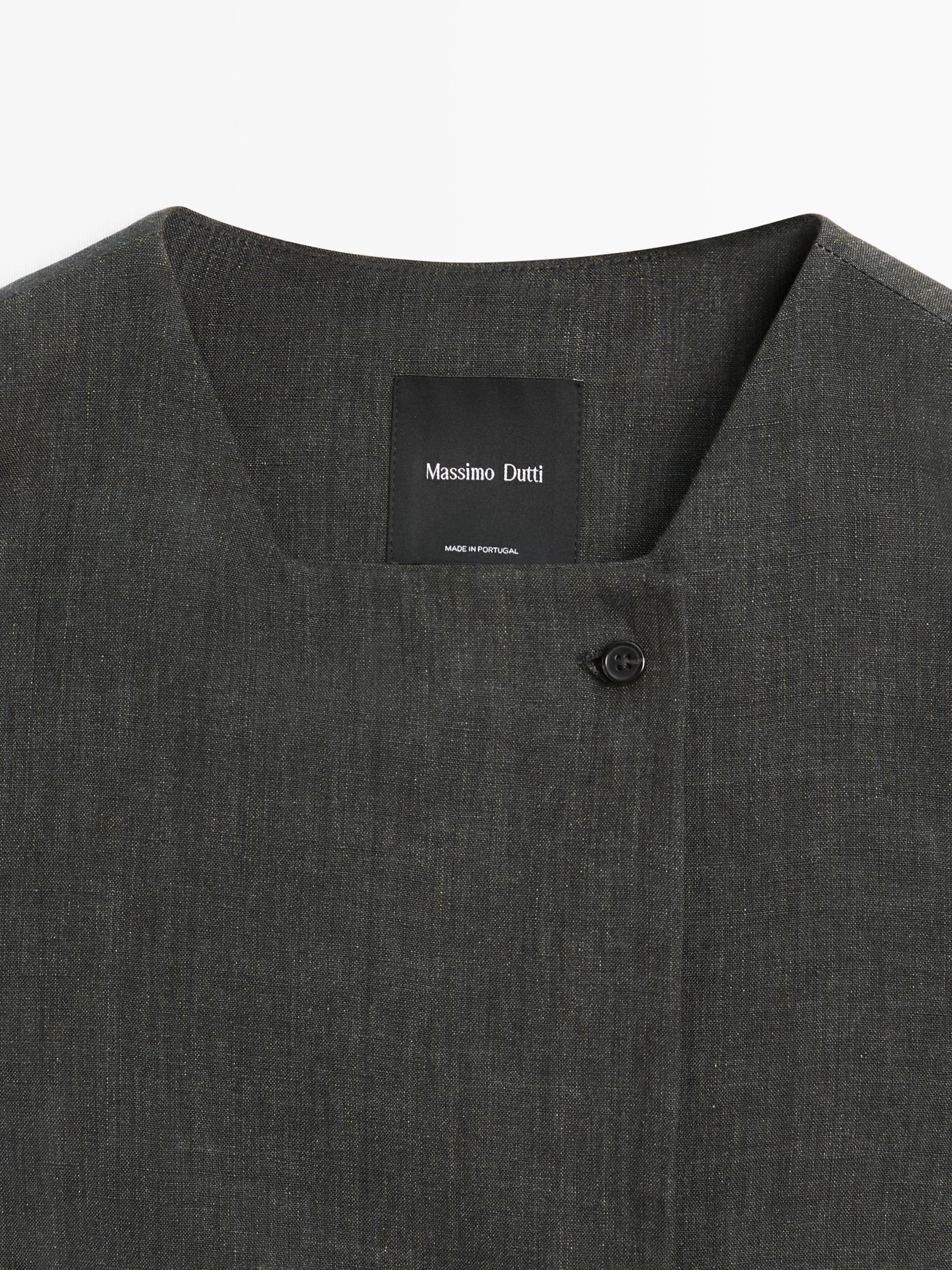 Melange linen double-breasted waistcoat with buttons